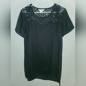 C. Wonder Black Short Sleeve Top with Lace Detail